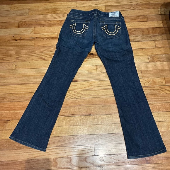 Bootcut light Distressed medium Wash western Cowgirl wide Flare indigo sz 29 - Picture 9 of 9